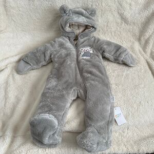 CDY Grey Bear Baby Snowsuit Costume 6-9 Month Outfit Zip Up Soft Unisex Girls